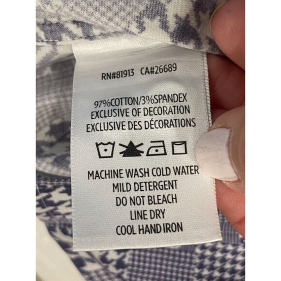 Robert Graham Block Houndstooth Gingham Check Button Down Collared Navy X-Large - Picture 9 of 11